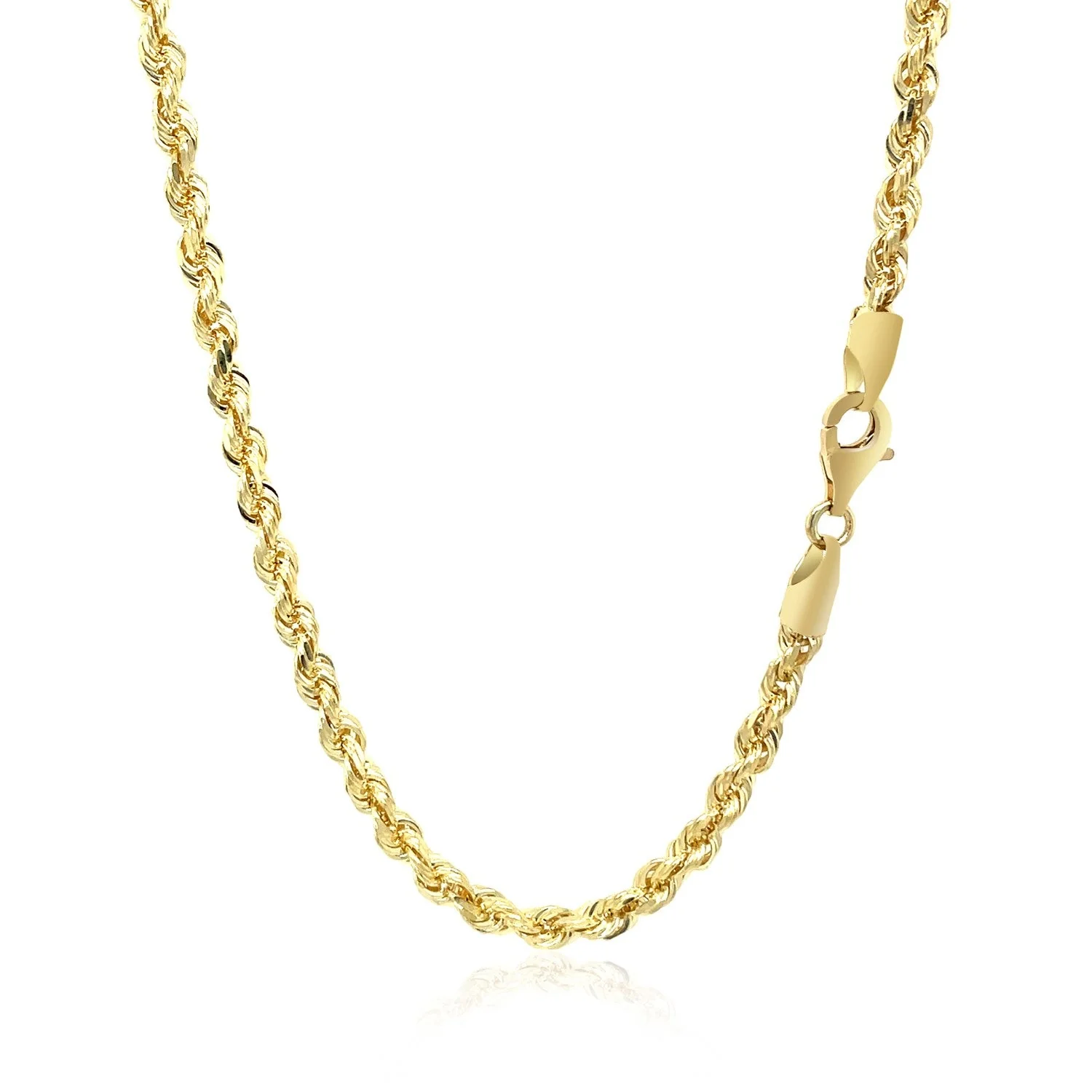 3.5mm 10k Yellow Gold Solid Diamond Cut Rope Chain - Image 9