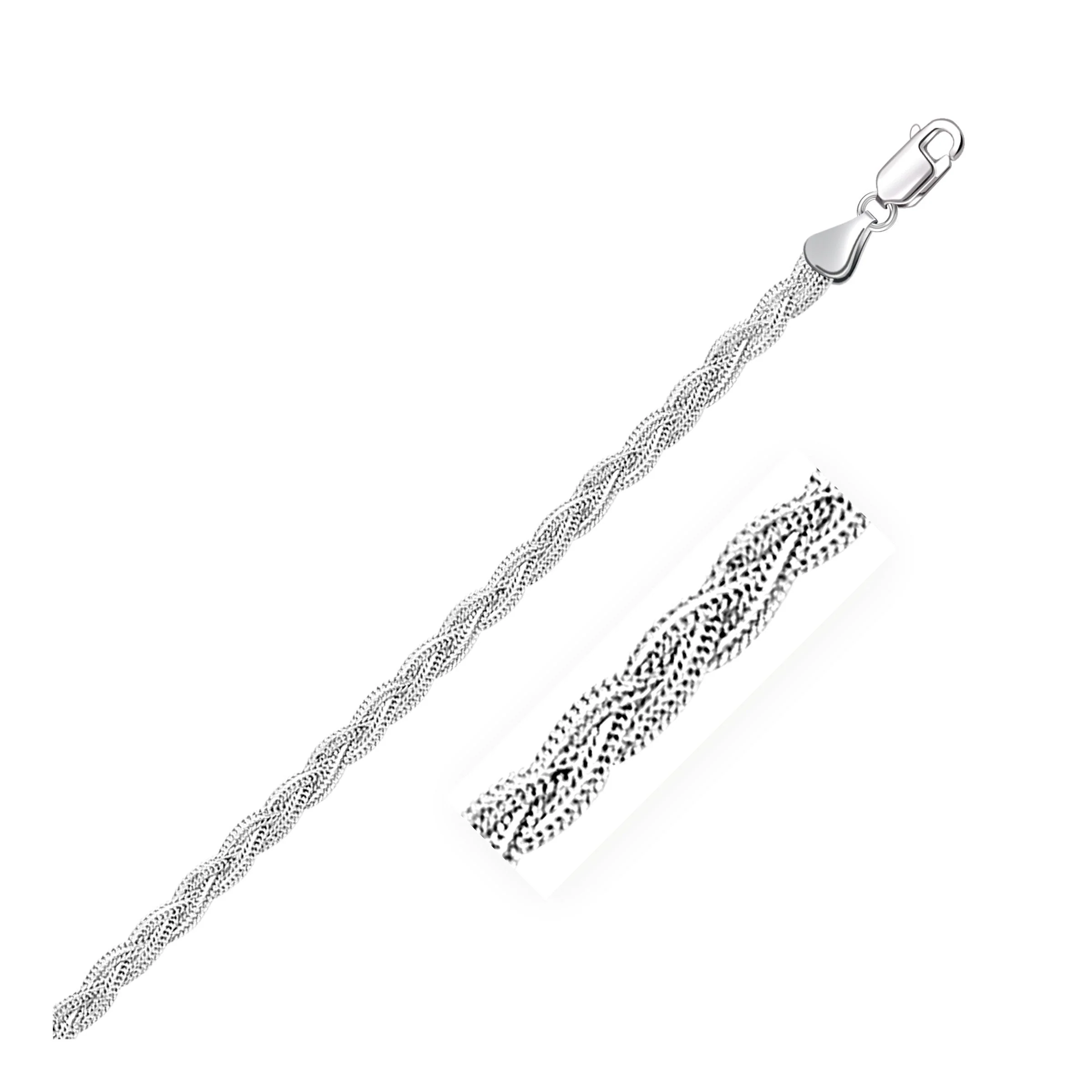 3.5mm 14k White Braided Foxtail Anklet - Image 4