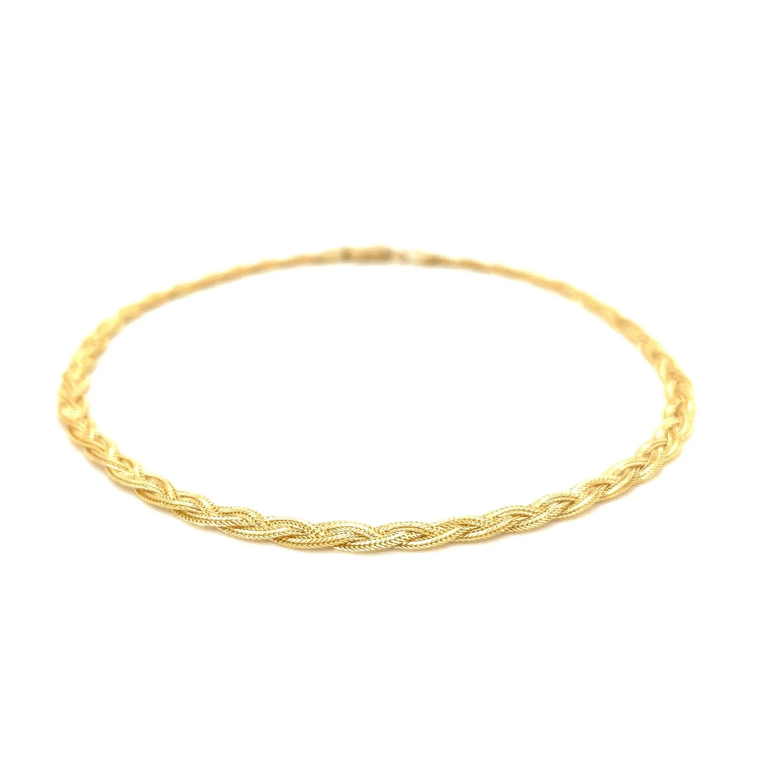 3.5mm 14k Yellow Braided Foxtail Anklet - Image 6