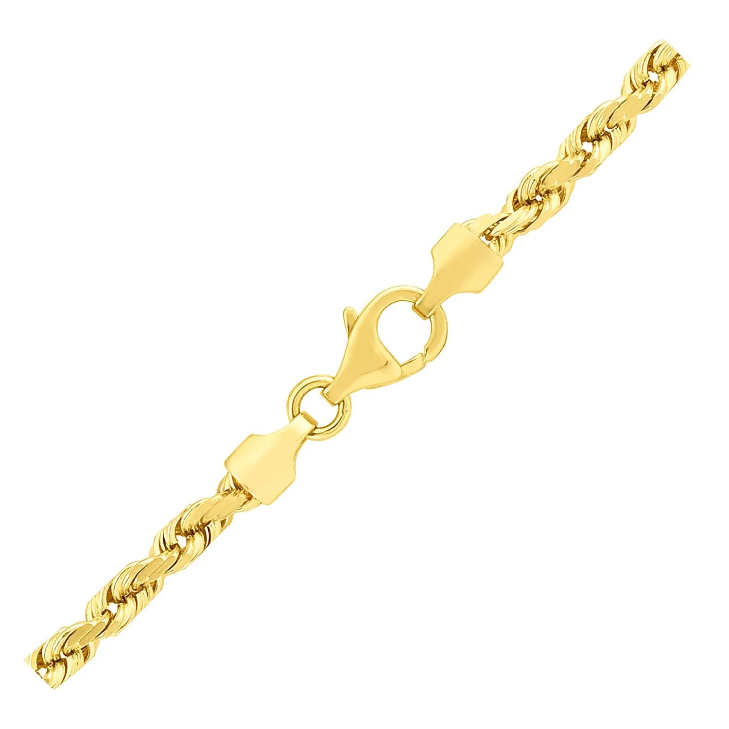 3.5mm 14k Yellow Gold Solid Diamond Cut Rope Chain - Image 3