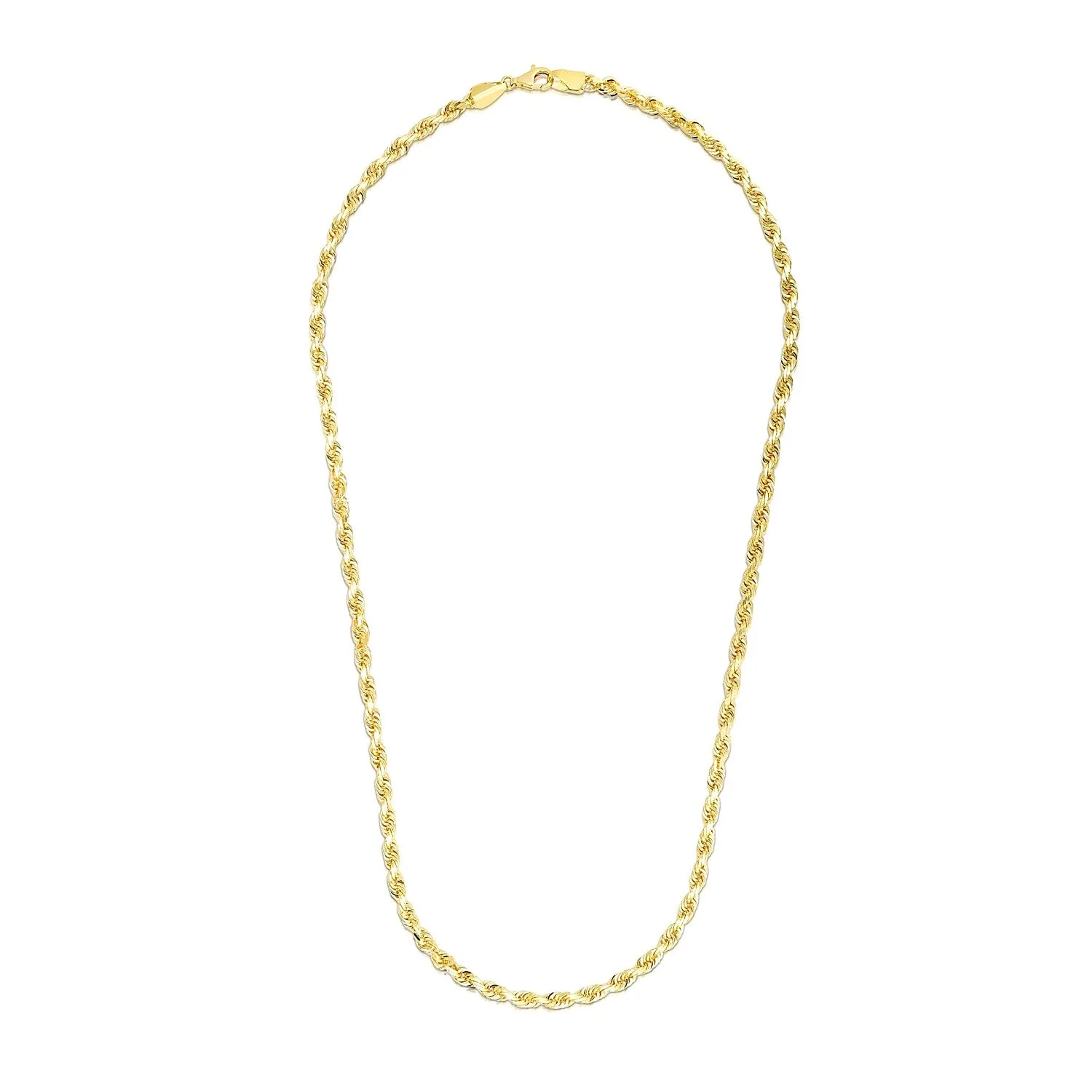 3.5mm 14k Yellow Gold Solid Diamond Cut Rope Chain - Image 7
