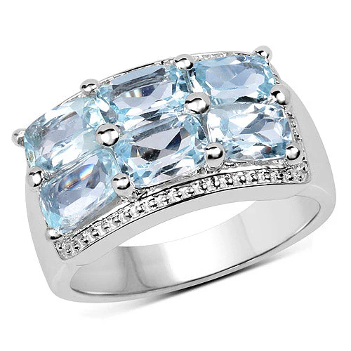 3.60 Carat Genuine Blue Topaz .925 Sterling Silver Ring - Image 4