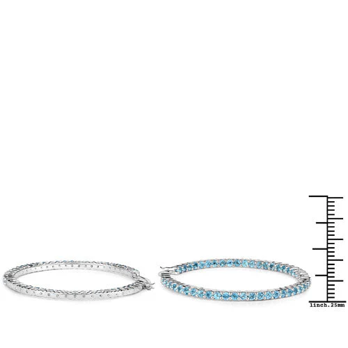 3.60 Carat Genuine Swiss Blue Topaz .925 Sterling Silver Earrings - Image 14