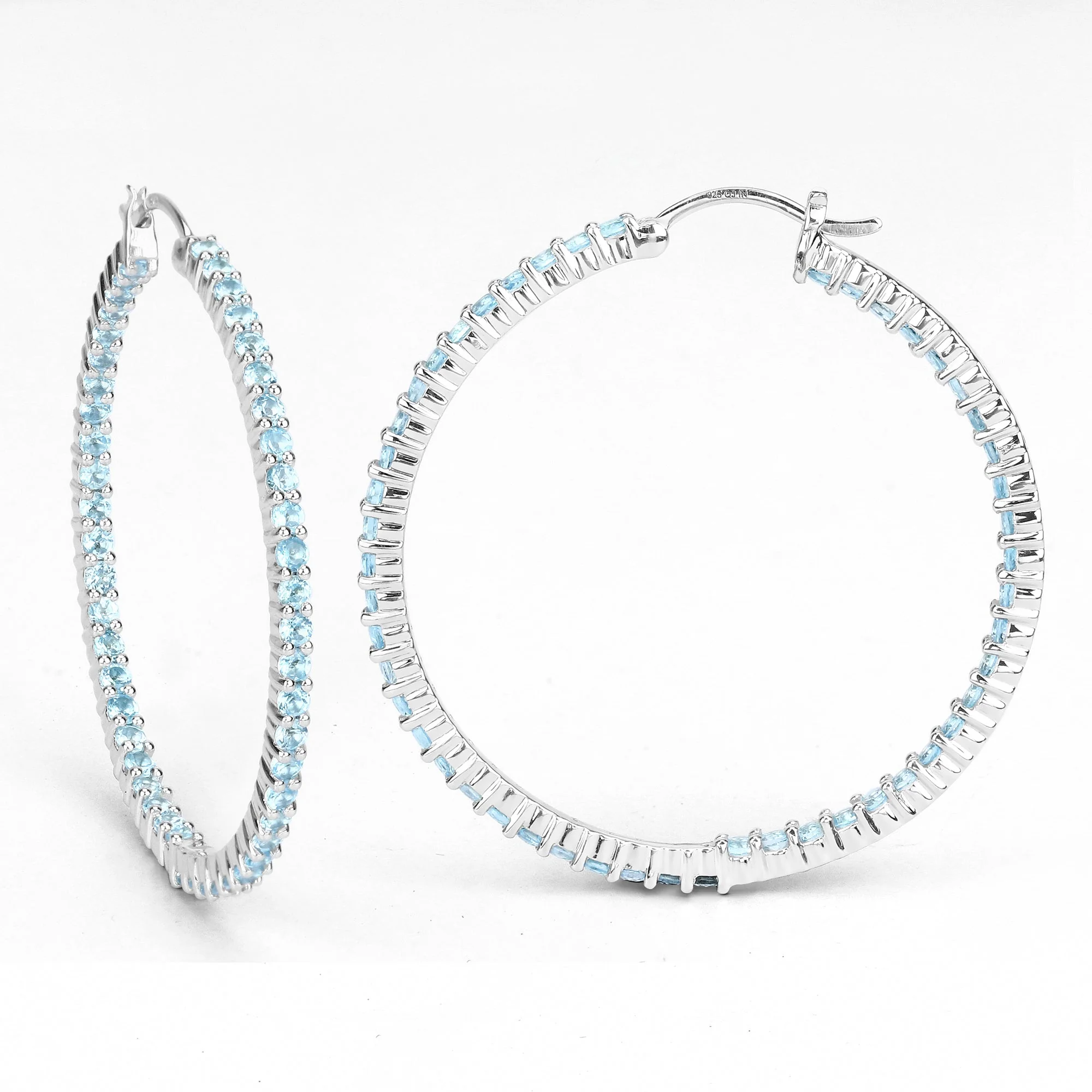 3.60 Carat Genuine Swiss Blue Topaz .925 Sterling Silver Earrings - Image 3