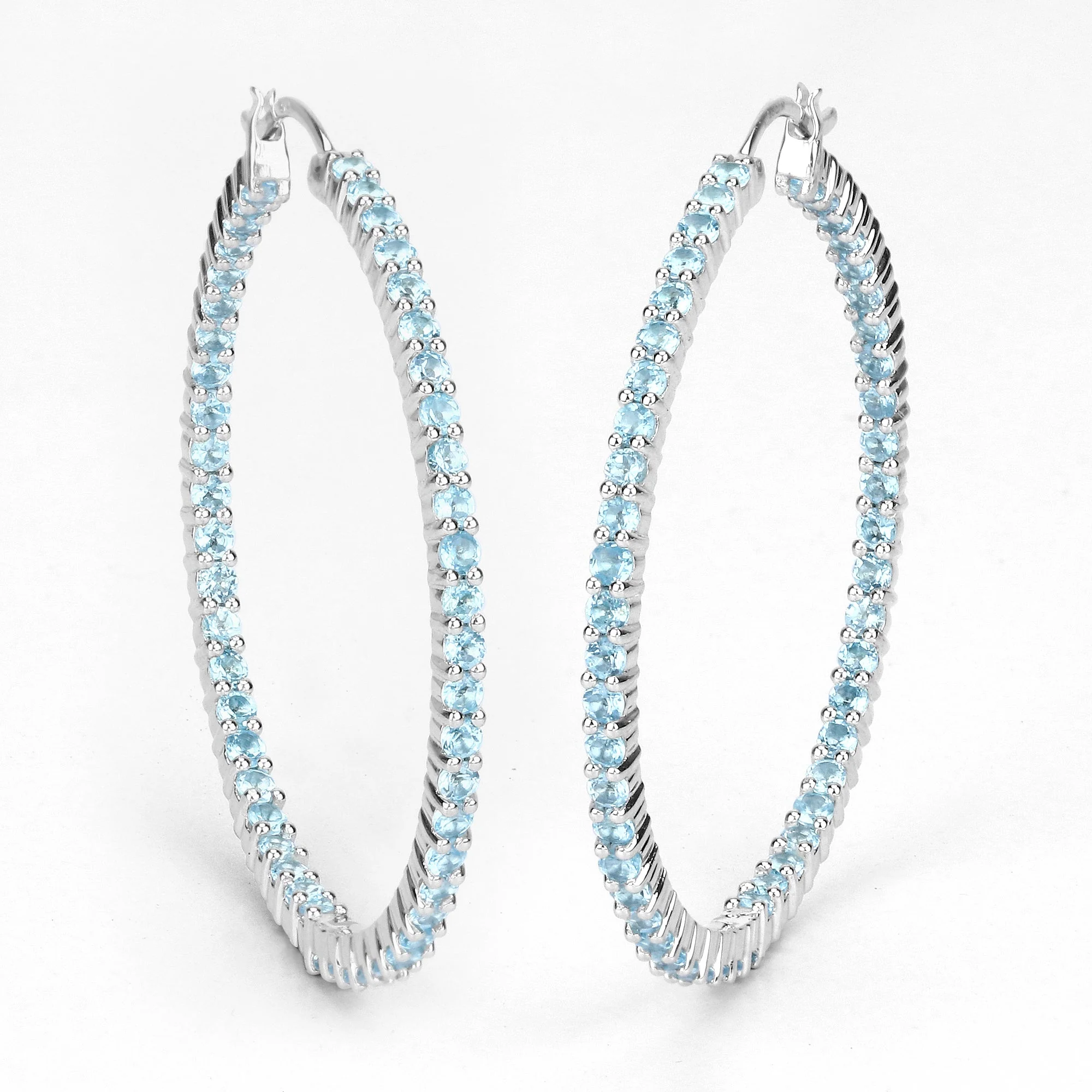 3.60 Carat Genuine Swiss Blue Topaz .925 Sterling Silver Earrings - Image 4