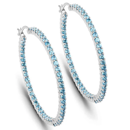 3.60 Carat Genuine Swiss Blue Topaz .925 Sterling Silver Earrings - Image 5