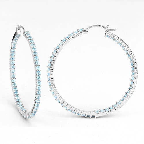 3.60 Carat Genuine Swiss Blue Topaz .925 Sterling Silver Earrings - Image 7