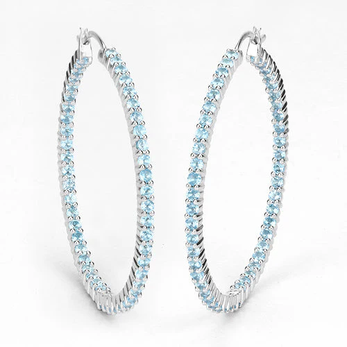 3.60 Carat Genuine Swiss Blue Topaz .925 Sterling Silver Earrings - Image 8