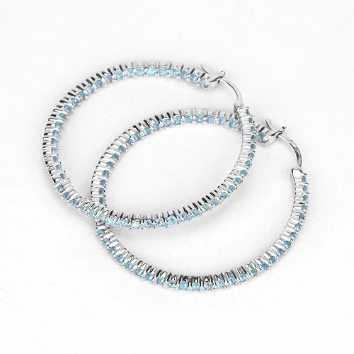 3.60 Carat Genuine Swiss Blue Topaz .925 Sterling Silver Earrings - Image 9