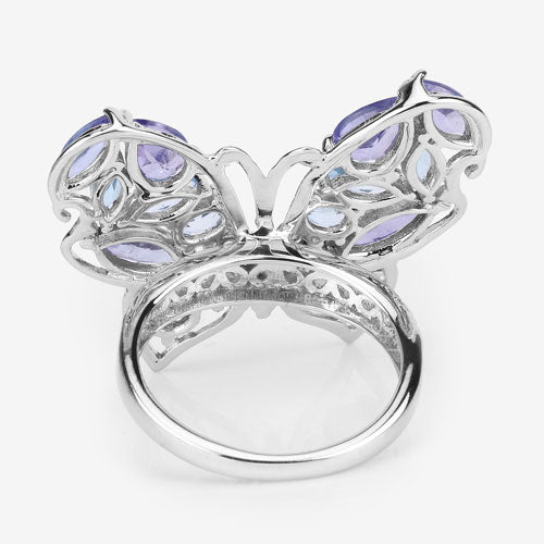 3.60 Carat Genuine Tanzanite and Swiss Blue Topaz .925 Sterling Silver Ring - Image 10