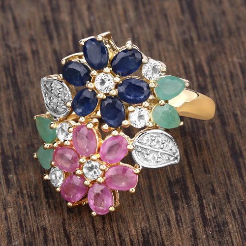 3.65 Carat Genuine Multi Stones .925 Sterling Silver Ring - Image 13