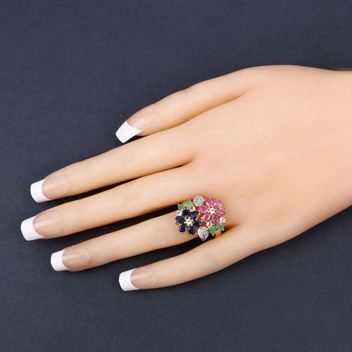 3.65 Carat Genuine Multi Stones .925 Sterling Silver Ring - Image 14