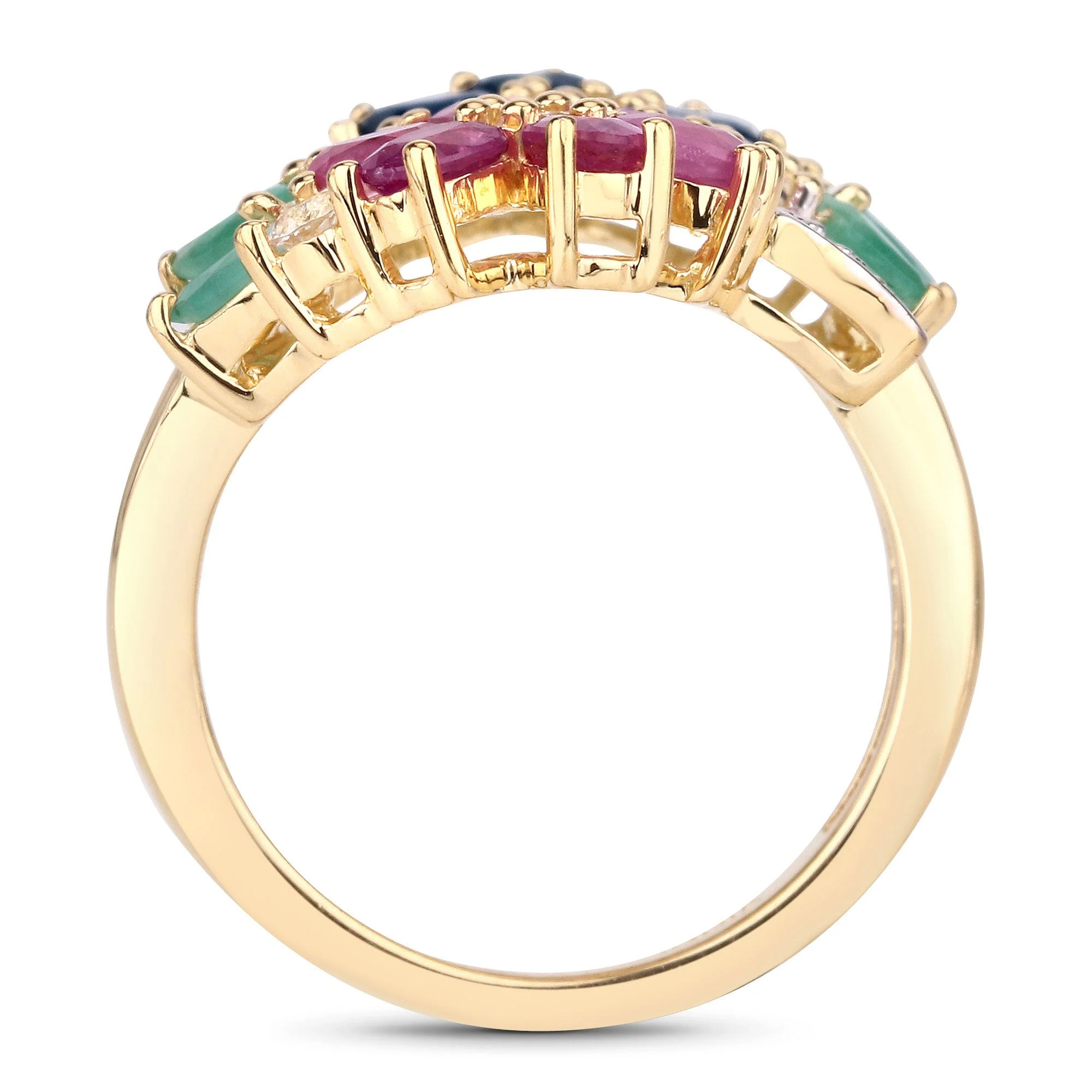 3.65 Carat Genuine Multi Stones .925 Sterling Silver Ring - Image 2
