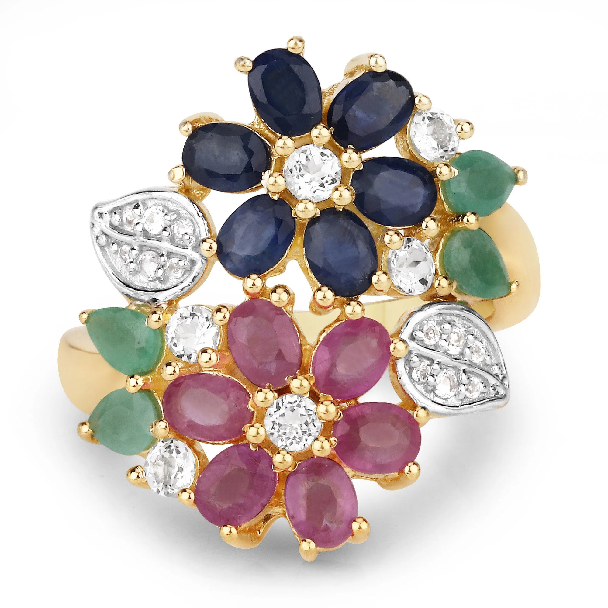3.65 Carat Genuine Multi Stones .925 Sterling Silver Ring - Image 3