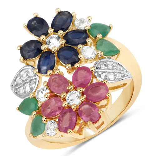 3.65 Carat Genuine Multi Stones .925 Sterling Silver Ring - Image 5
