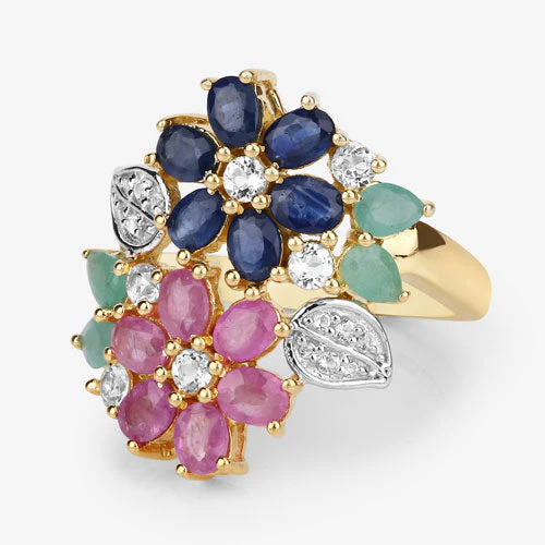 3.65 Carat Genuine Multi Stones .925 Sterling Silver Ring - Image 8