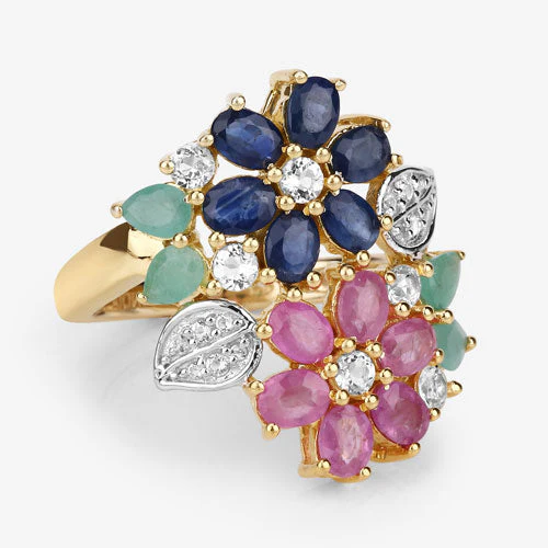 3.65 Carat Genuine Multi Stones .925 Sterling Silver Ring - Image 9
