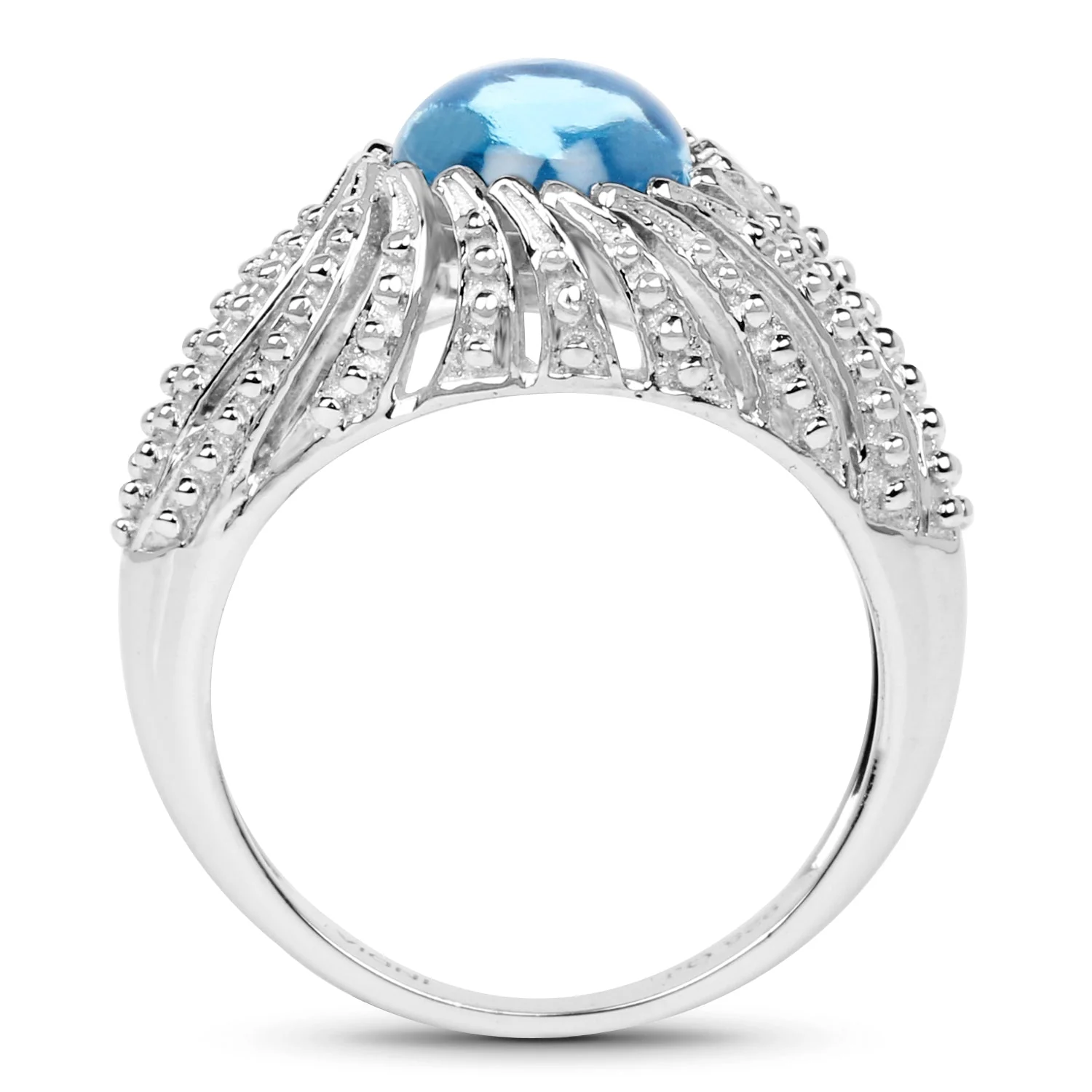 3.65 Carat Genuine Swiss Blue Topaz .925 Sterling Silver Ring - Image 2