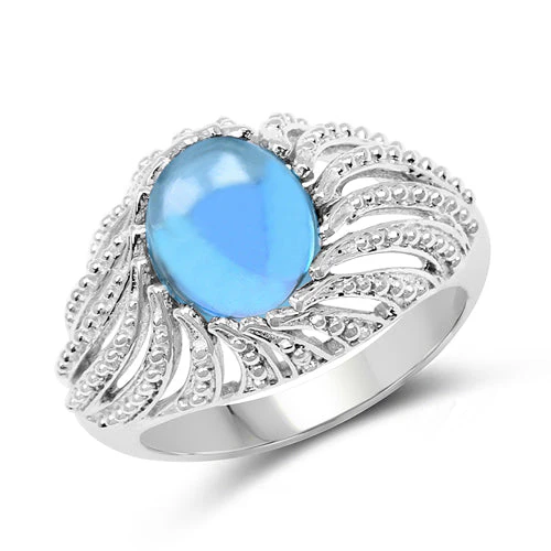 3.65 Carat Genuine Swiss Blue Topaz .925 Sterling Silver Ring - Image 4