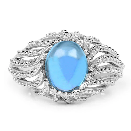 3.65 Carat Genuine Swiss Blue Topaz .925 Sterling Silver Ring - Image 6