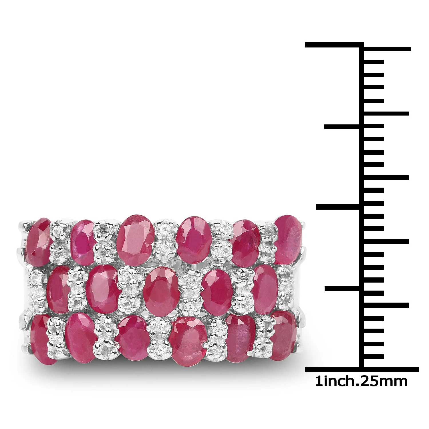 3.69 Carat Genuine Ruby and White Topaz .925 Sterling Silver Ring - Image 3