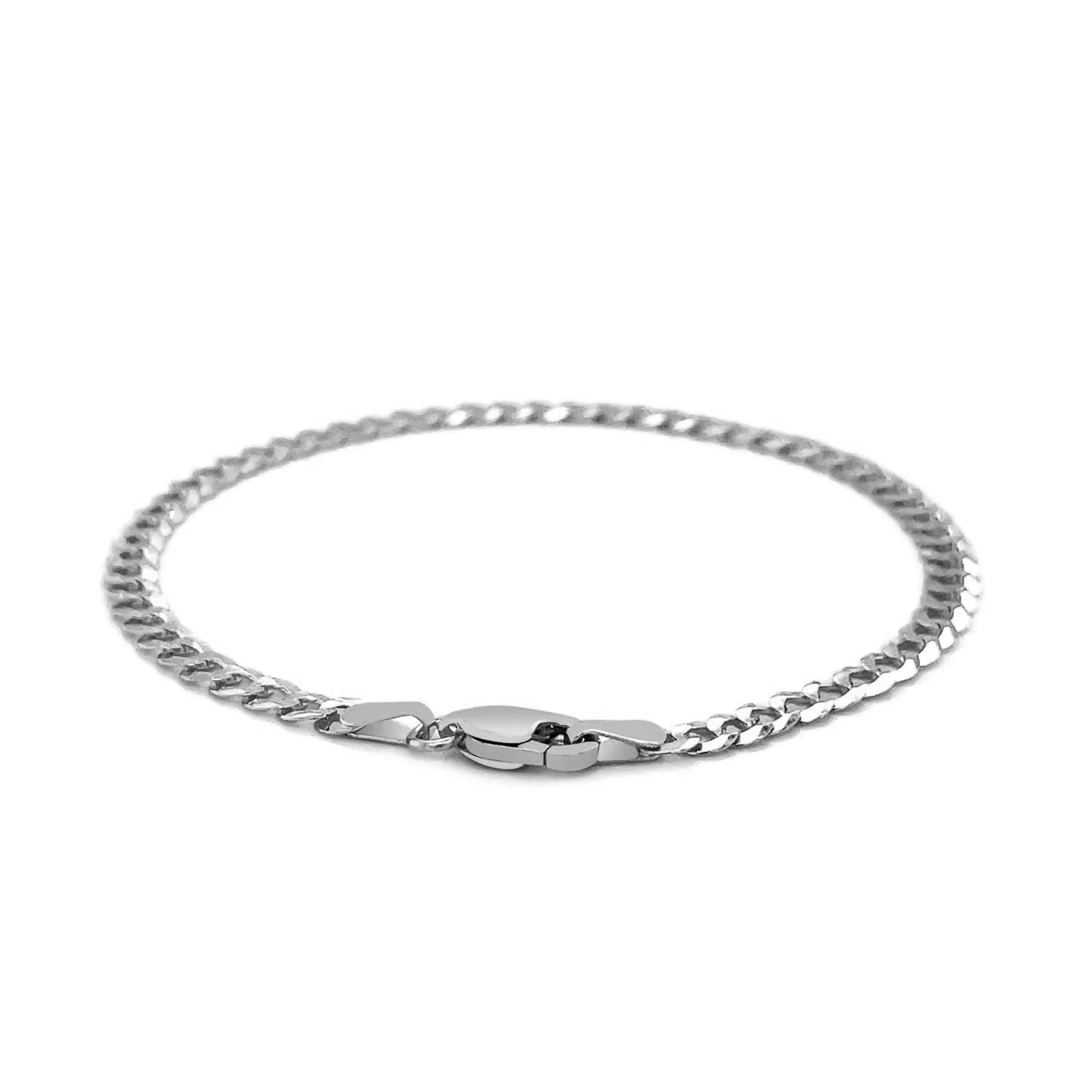 3.6mm 14k White Gold Solid Curb Bracelet - Image 7
