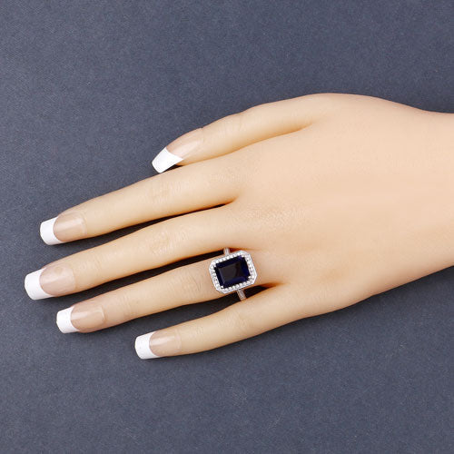 3.70 Carat Genuine Iolite and White Diamond 14K White Gold Ring - Image 9