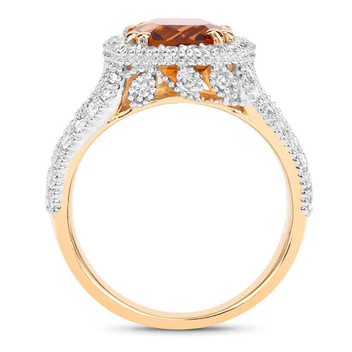 3.71 Carat Genuine Citrine and White Topaz .925 Sterling Silver Ring - Image 5