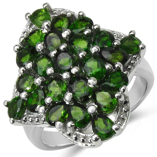 3.73 Carat Genuine Chrome Diopside .925 Sterling Silver Ring - Image 3