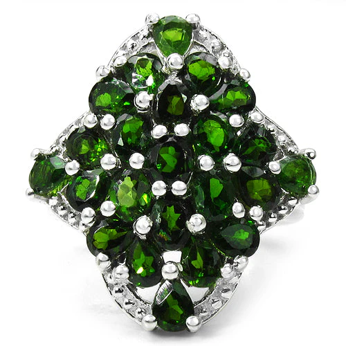 3.73 Carat Genuine Chrome Diopside .925 Sterling Silver Ring - Image 4