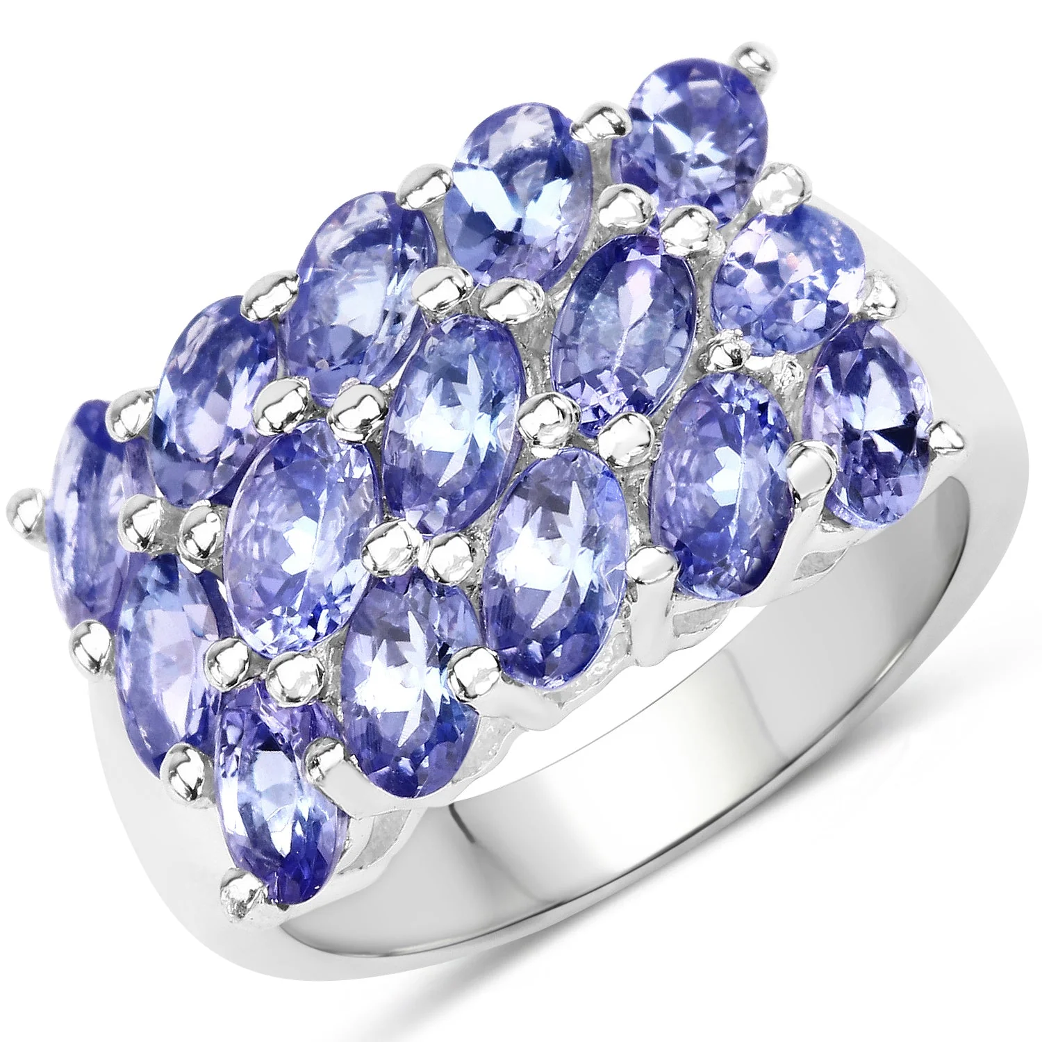 3.75 Carat Genuine Tanzanite .925 Sterling Silver Ring - Image 2