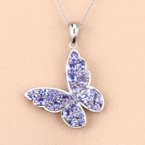 3.78 Carat Genuine Tanzanite .925 Sterling Silver Pendant - Image 9