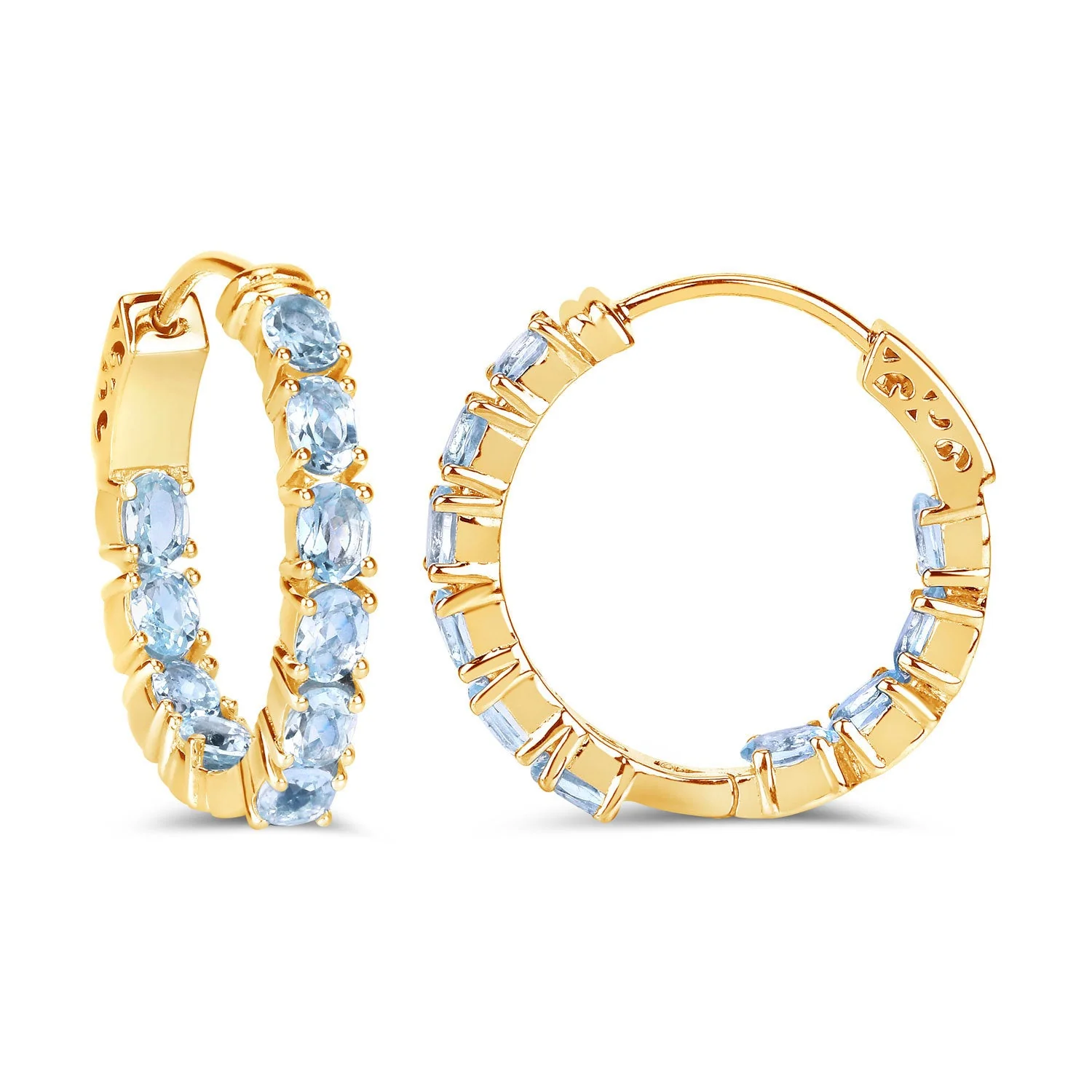 3.80 Carat Genuine Blue Topaz .925 Sterling Silver Earrings - Image 2