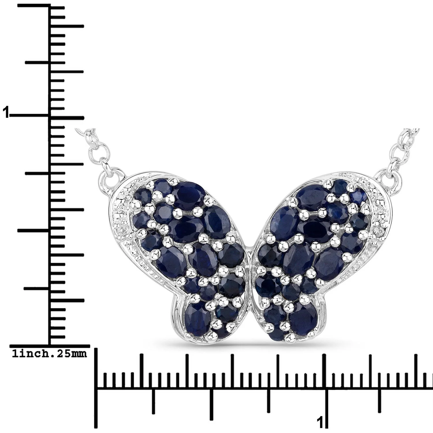 3.83 Carat Genuine Blue Sapphire and White Zircon .925 Sterling Silver Pendant - Image 3