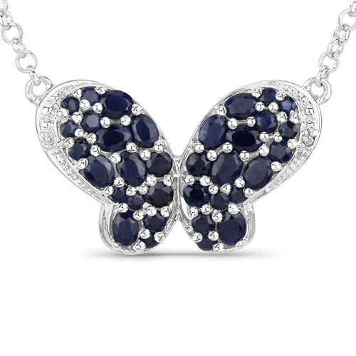 3.83 Carat Genuine Blue Sapphire and White Zircon .925 Sterling Silver Pendant - Image 5