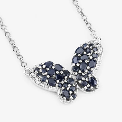 3.83 Carat Genuine Blue Sapphire and White Zircon .925 Sterling Silver Pendant - Image 8