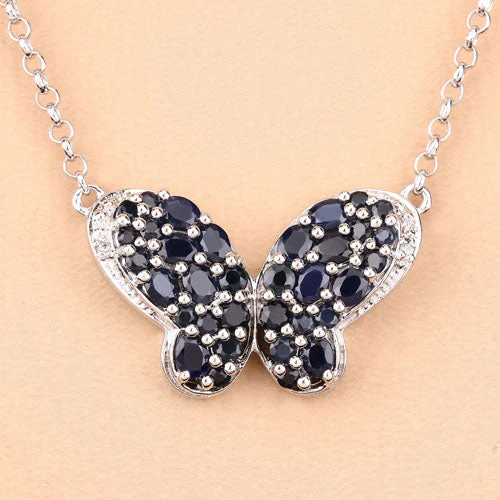 3.83 Carat Genuine Blue Sapphire and White Zircon .925 Sterling Silver Pendant - Image 9