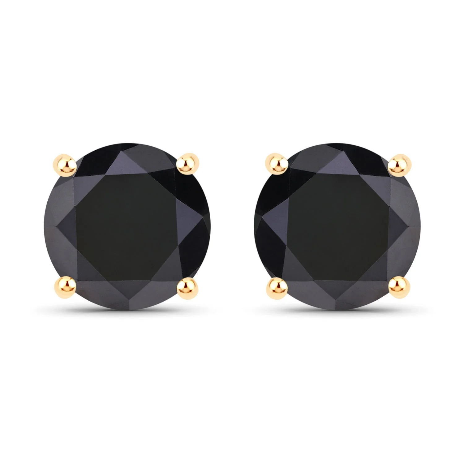 3.84 Carat Genuine Black Diamond 14K Yellow Gold Earrings