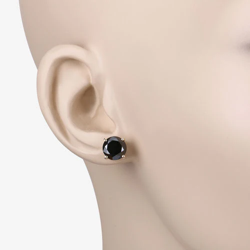 3.84 Carat Genuine Black Diamond 14K Yellow Gold Earrings - Image 9