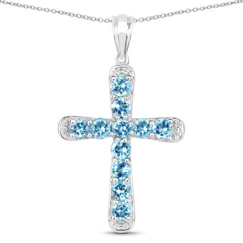 3.85 Carat Genuine Blue Topaz .925 Sterling Silver Pendant - Image 3