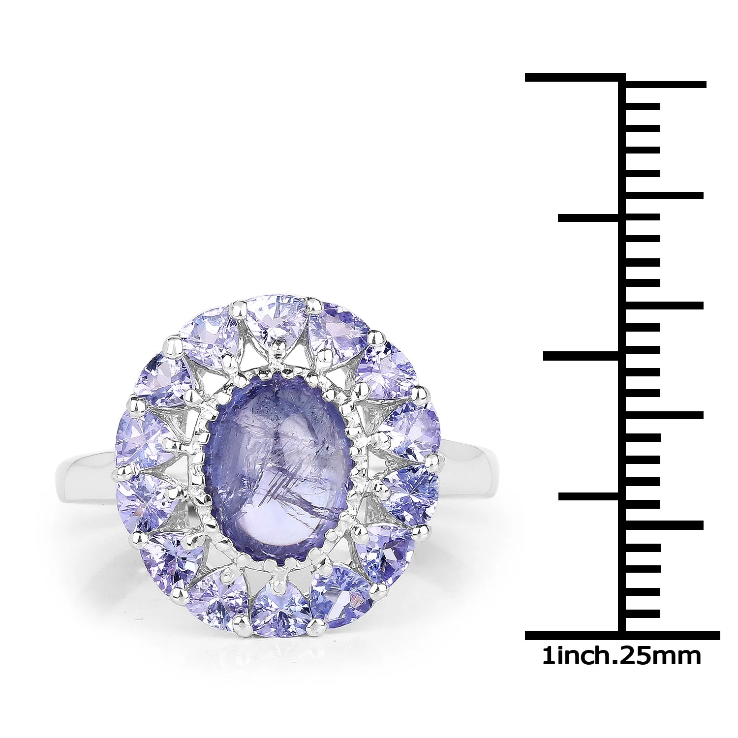 3.85 Carat Genuine Tanzanite .925 Sterling Silver Ring - Image 3