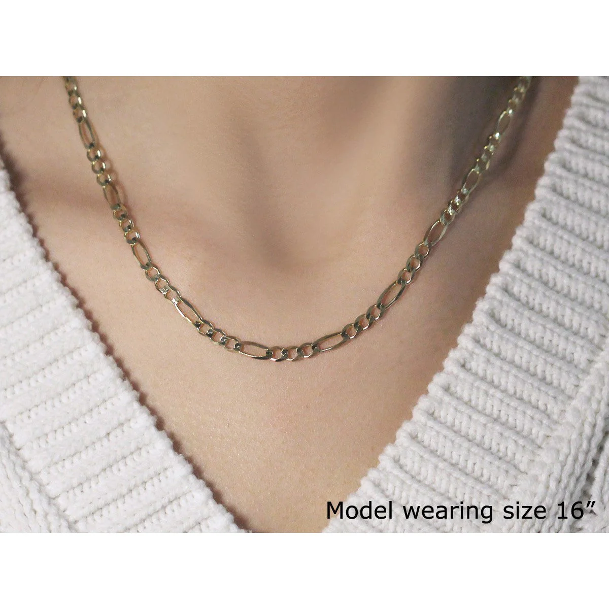 3.8mm 14k Yellow Gold Solid Figaro Chain - Image 4