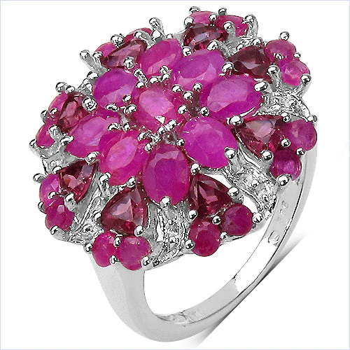 3.90 Carat Genuine Ruby & Rhodolite .925 Sterling Silver Ring - Image 5