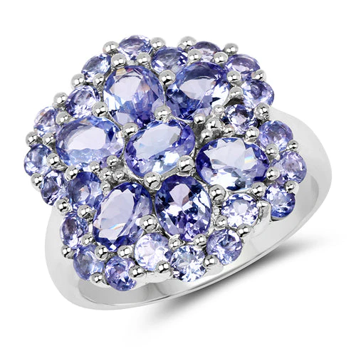3.91 Carat Genuine Tanzanite .925 Sterling Silver Ring - Image 4