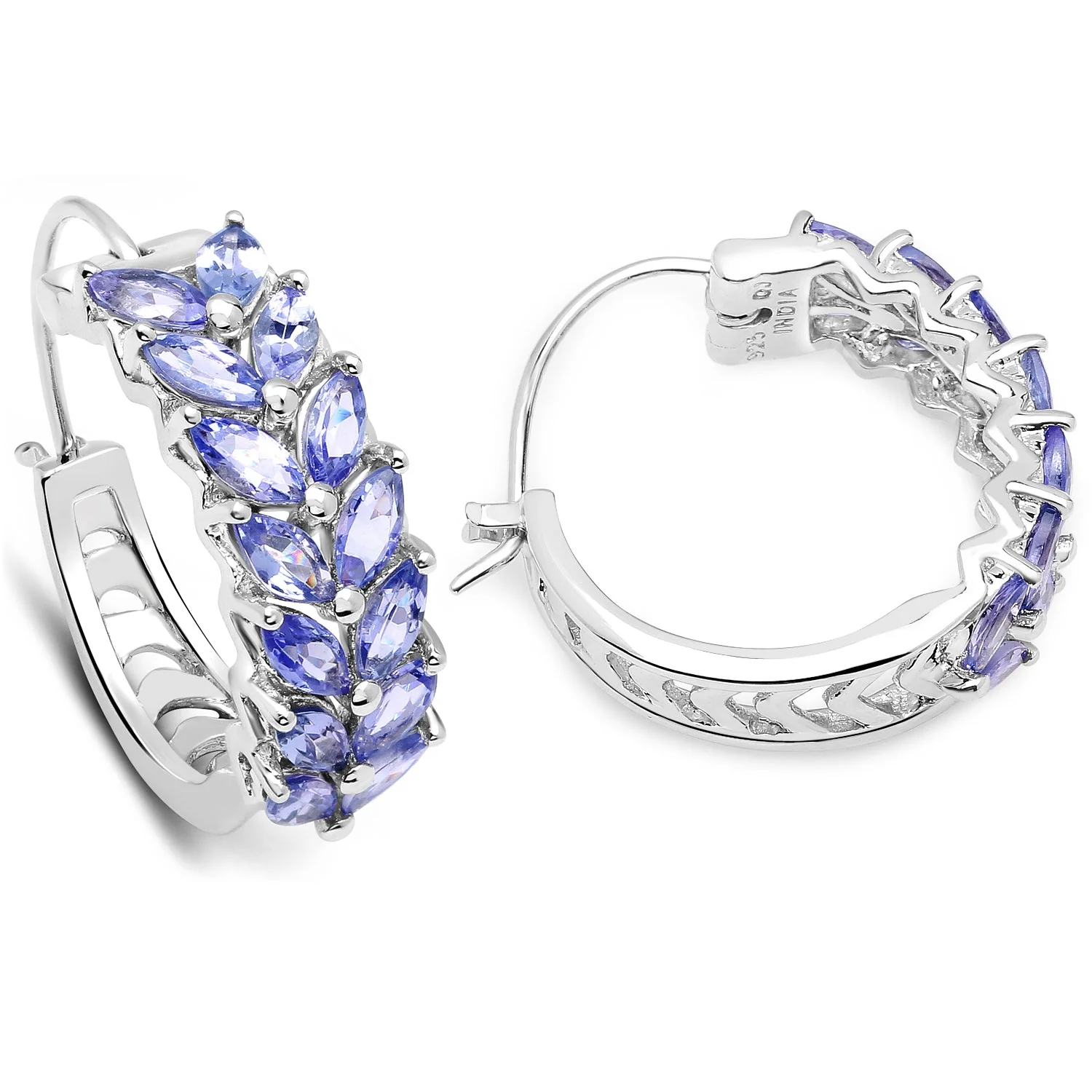 3.92 Carat Genuine Tanzanite .925 Sterling Silver Earrings - Image 3
