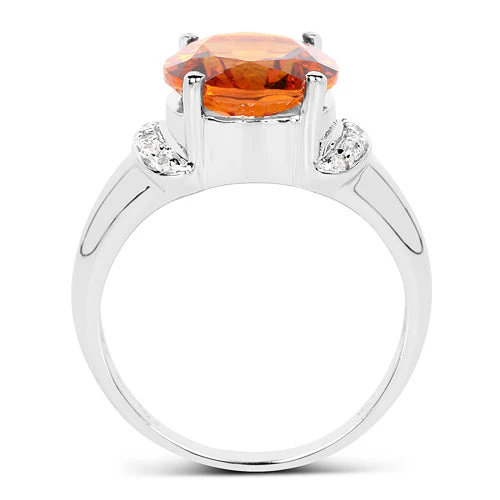 3.94 Carat Genuine Madeira Citrine & White Topaz .925 Sterling Silver Ring - Image 5