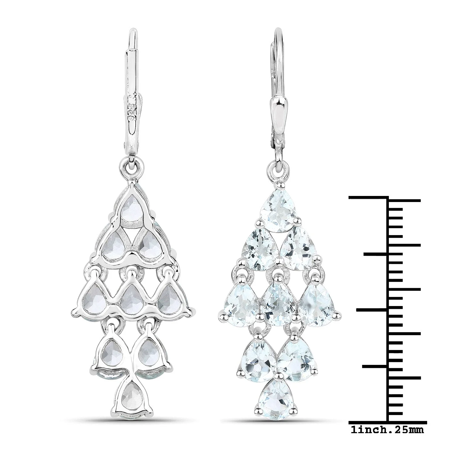 3.96 Carat Genuine Aquamarine .925 Sterling Silver Earrings - Image 3