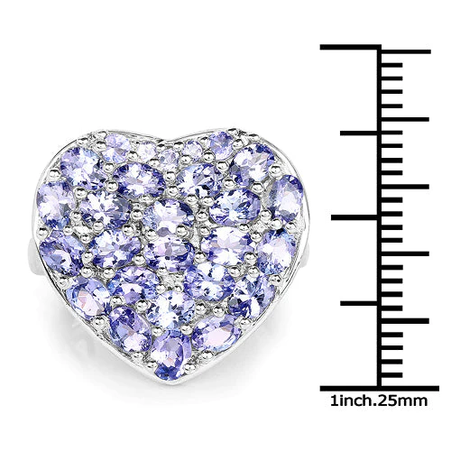 3.96 Carat Genuine Tanzanite .925 Sterling Silver Ring - Image 6