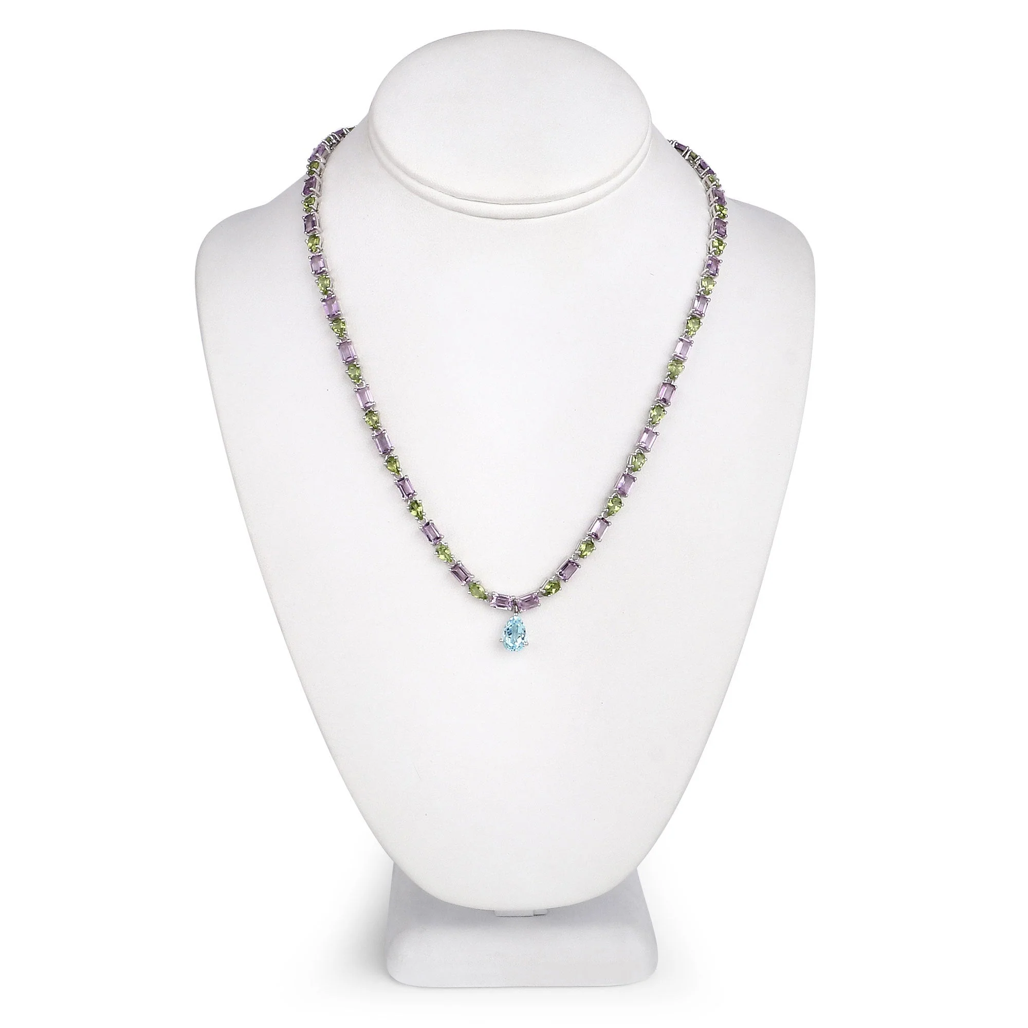 32.50 Carat Genuine Multi Stones .925 Sterling Silver Necklace - Image 2