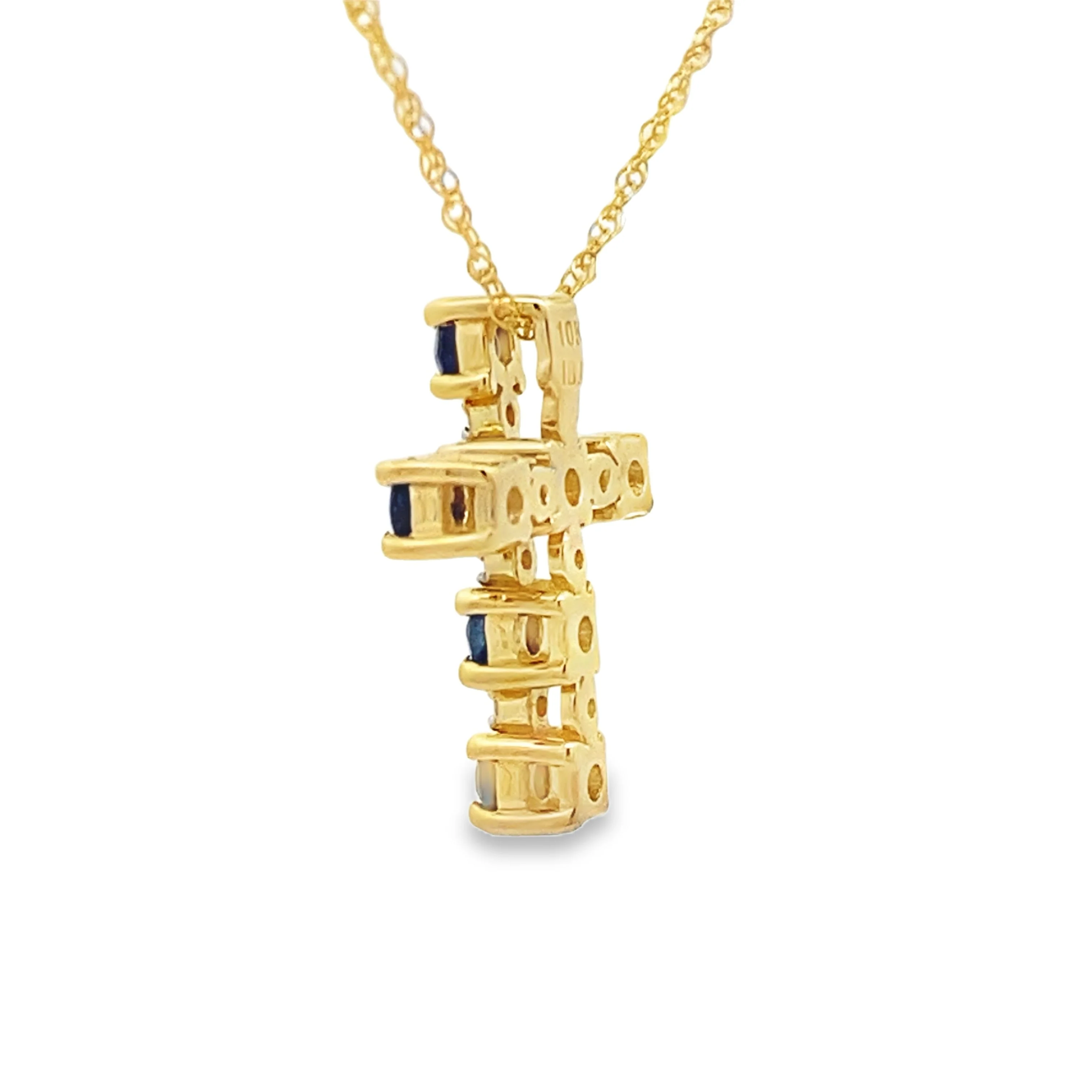 .32ct Sapphire Cross Religious Pendant 10KT Yellow Gold - Image 2